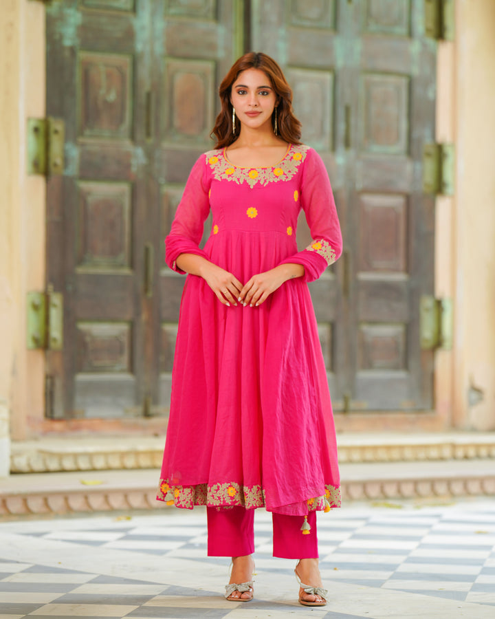 Rose Pink Anarkali Suit Set