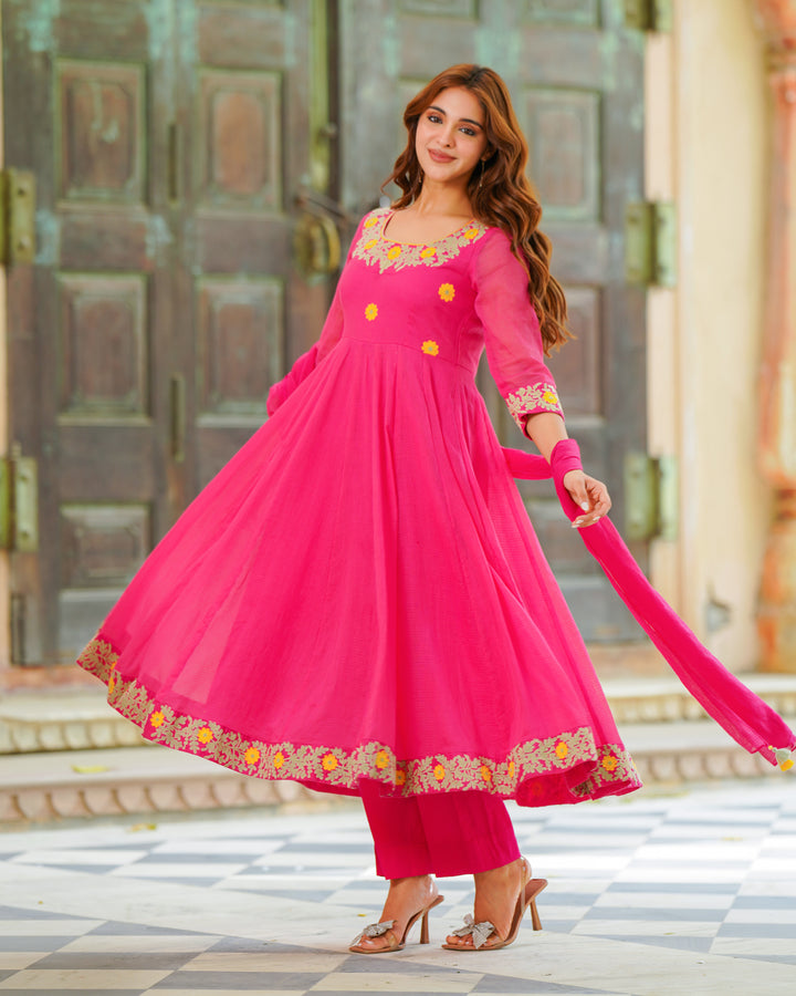 Rose Pink Anarkali Suit Set