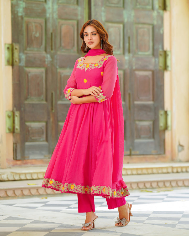 Rose Pink Anarkali Suit Set