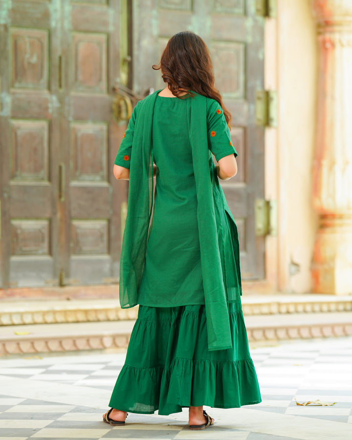 Green Doria Embroidered Suit Set