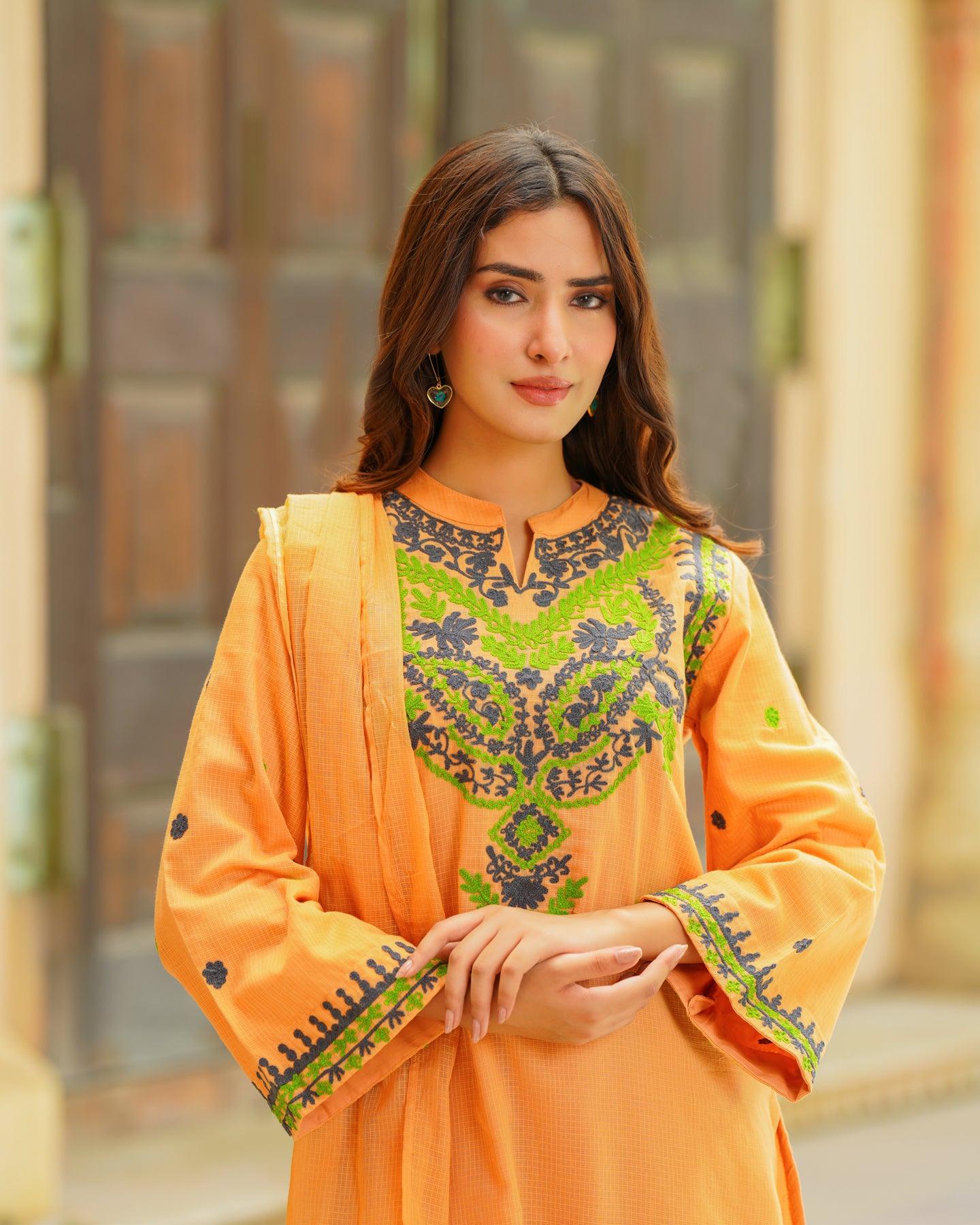 Rust Embroidered Suit Set – Ambraee