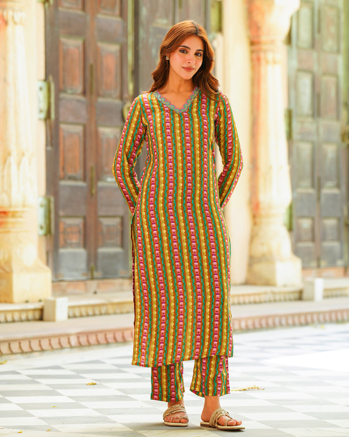 Multicoloured Abstract Kurta Set