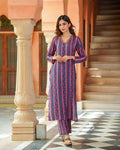 Red and Blue Abstract Kurta Set