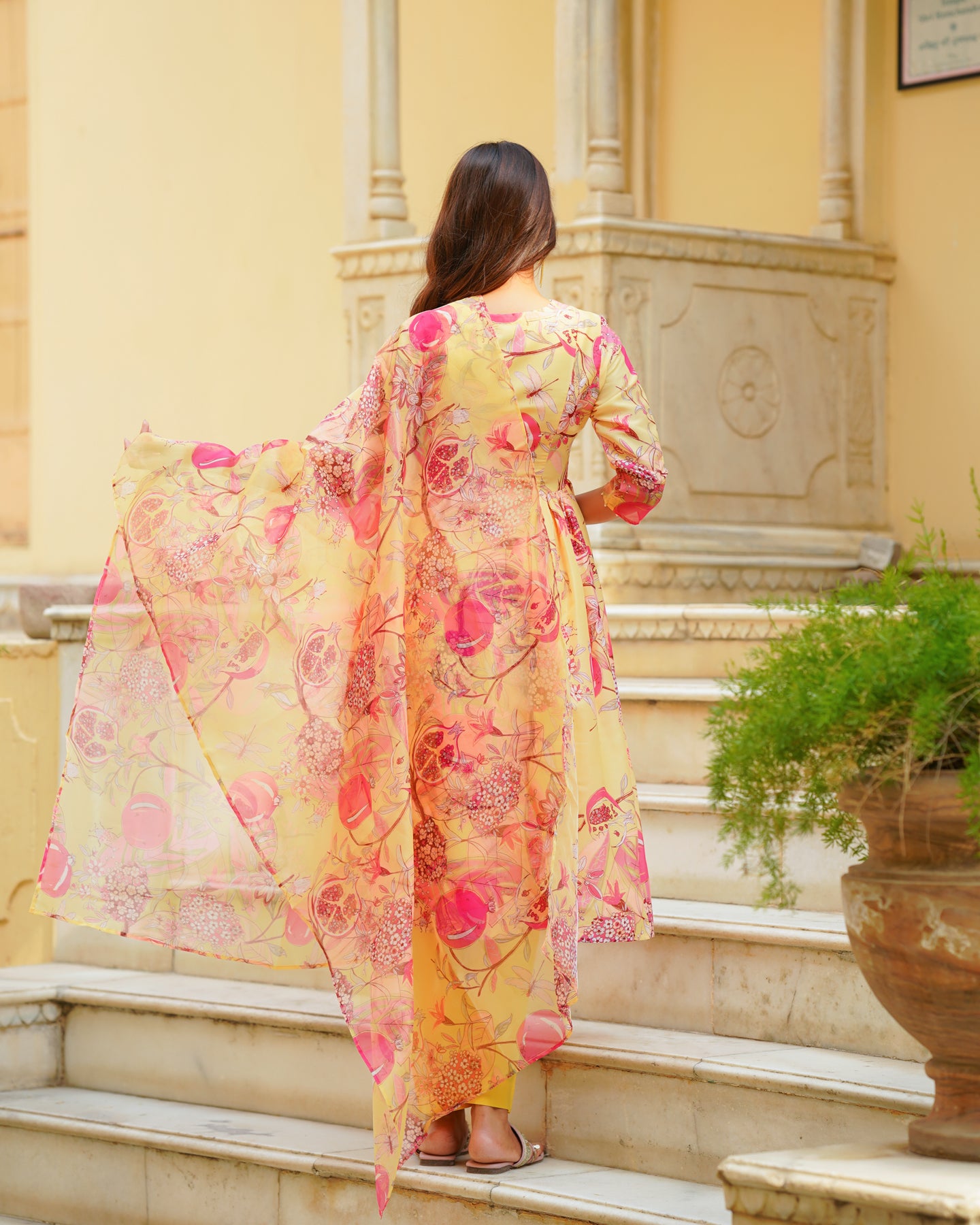 Yellow Blossom Anarkali Suit Set