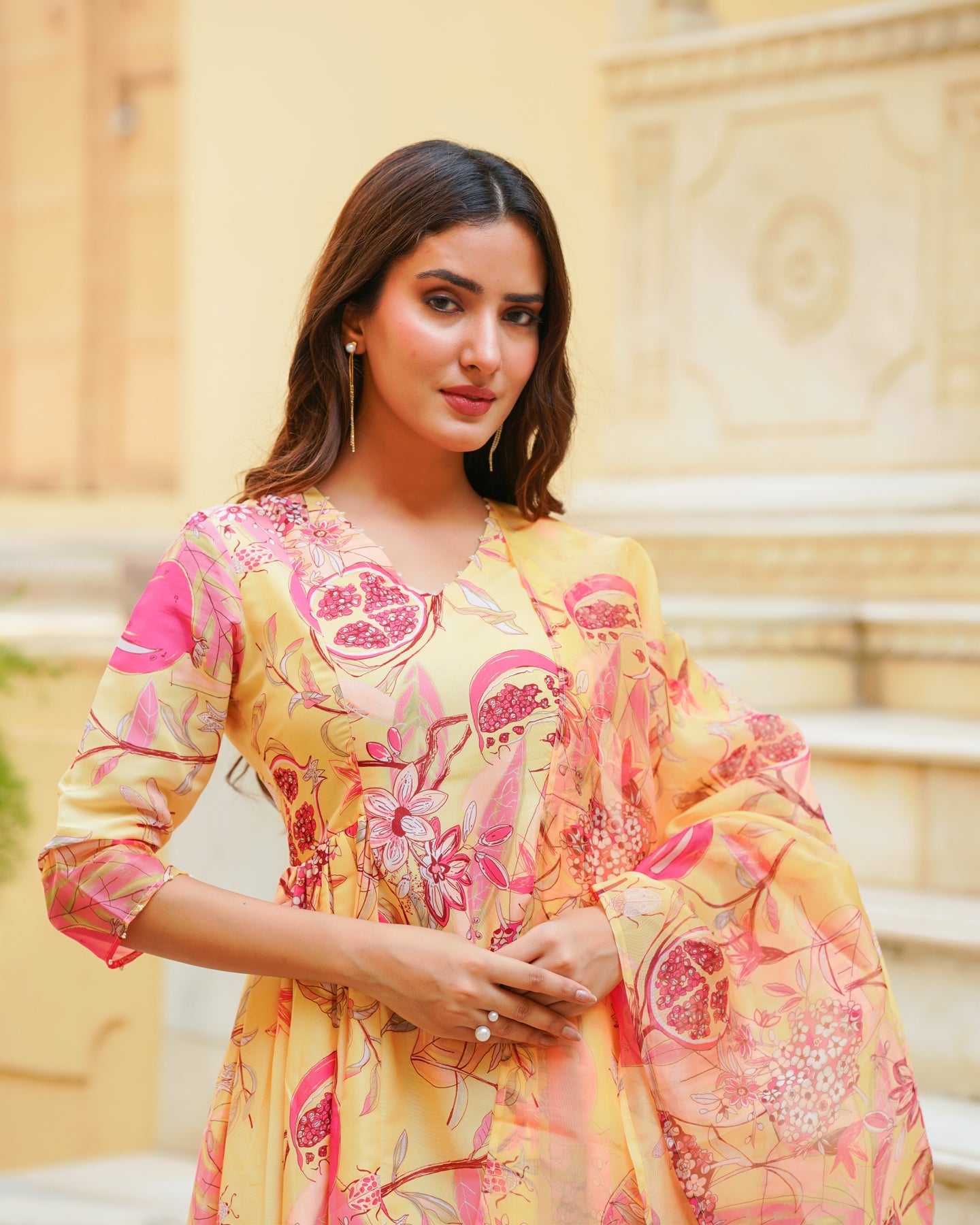 Yellow Blossom Anarkali Suit Set