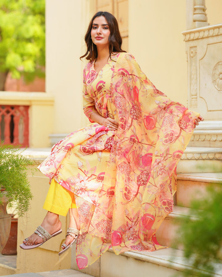 Yellow Blossom Anarkali Suit Set