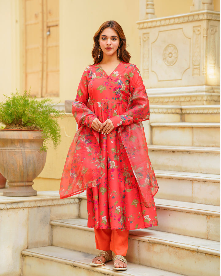 Red Angrakha Suit Set