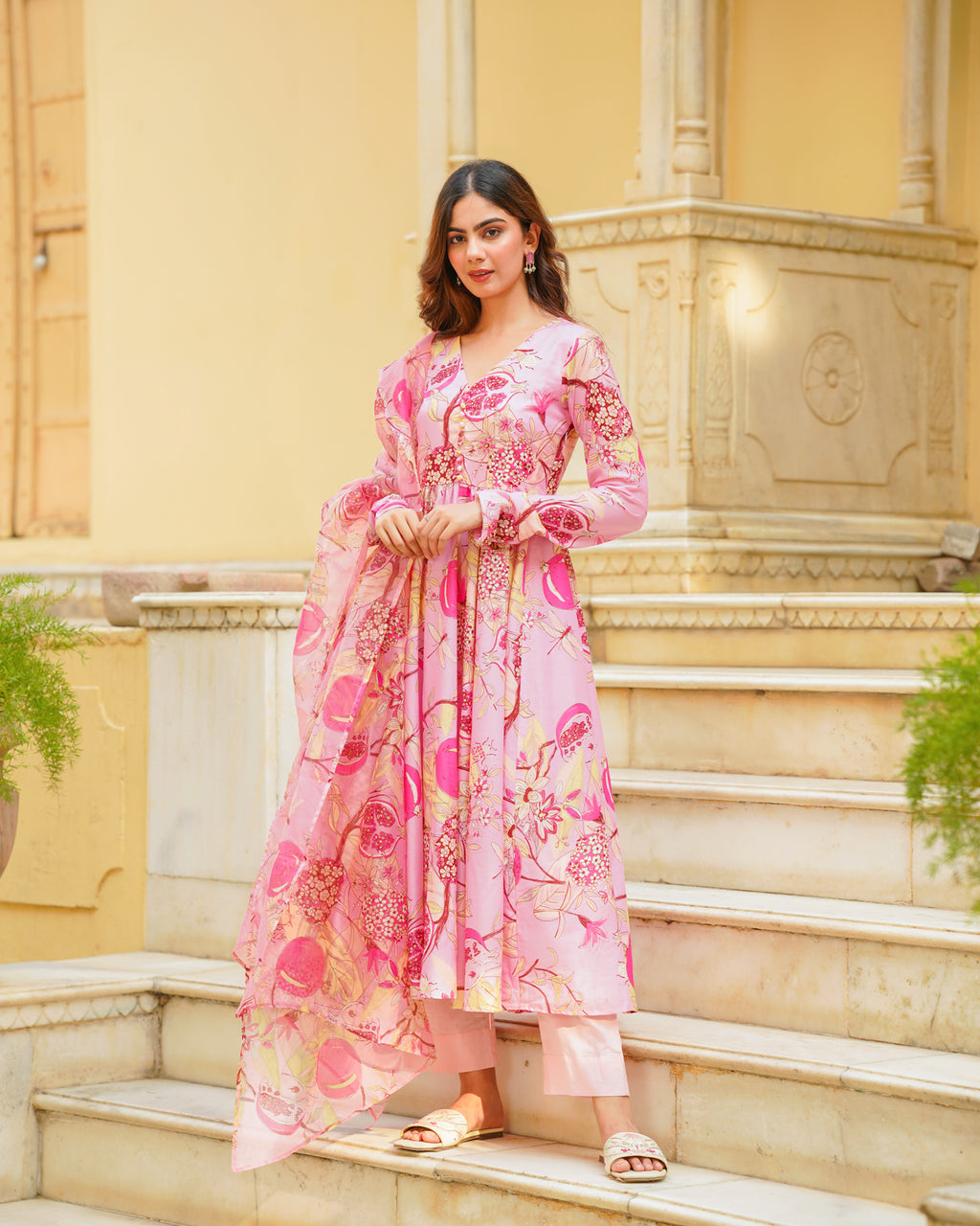 Summer Pink Printed Suit Set