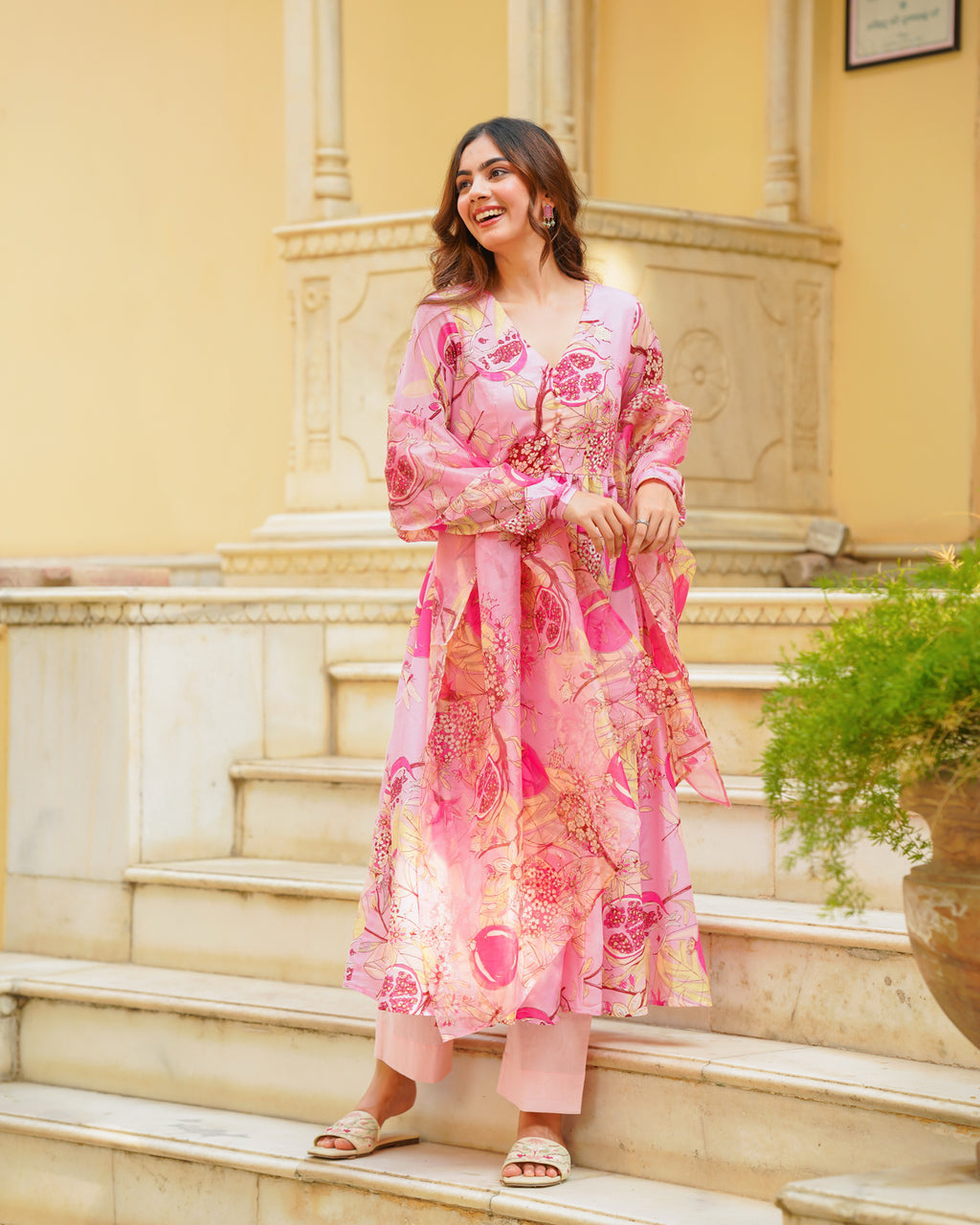Summer Pink Printed Suit Set