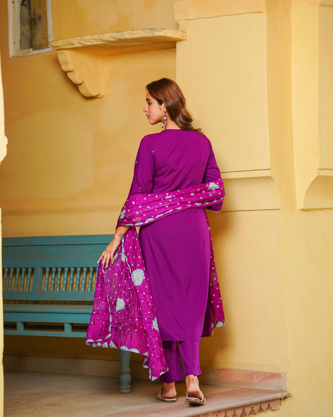 Purple Embroidered Suit Set