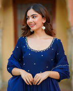 Blue Kalidaar Suit Set