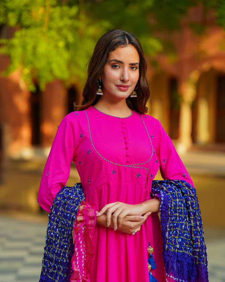 Pink Angrakha Suit Set