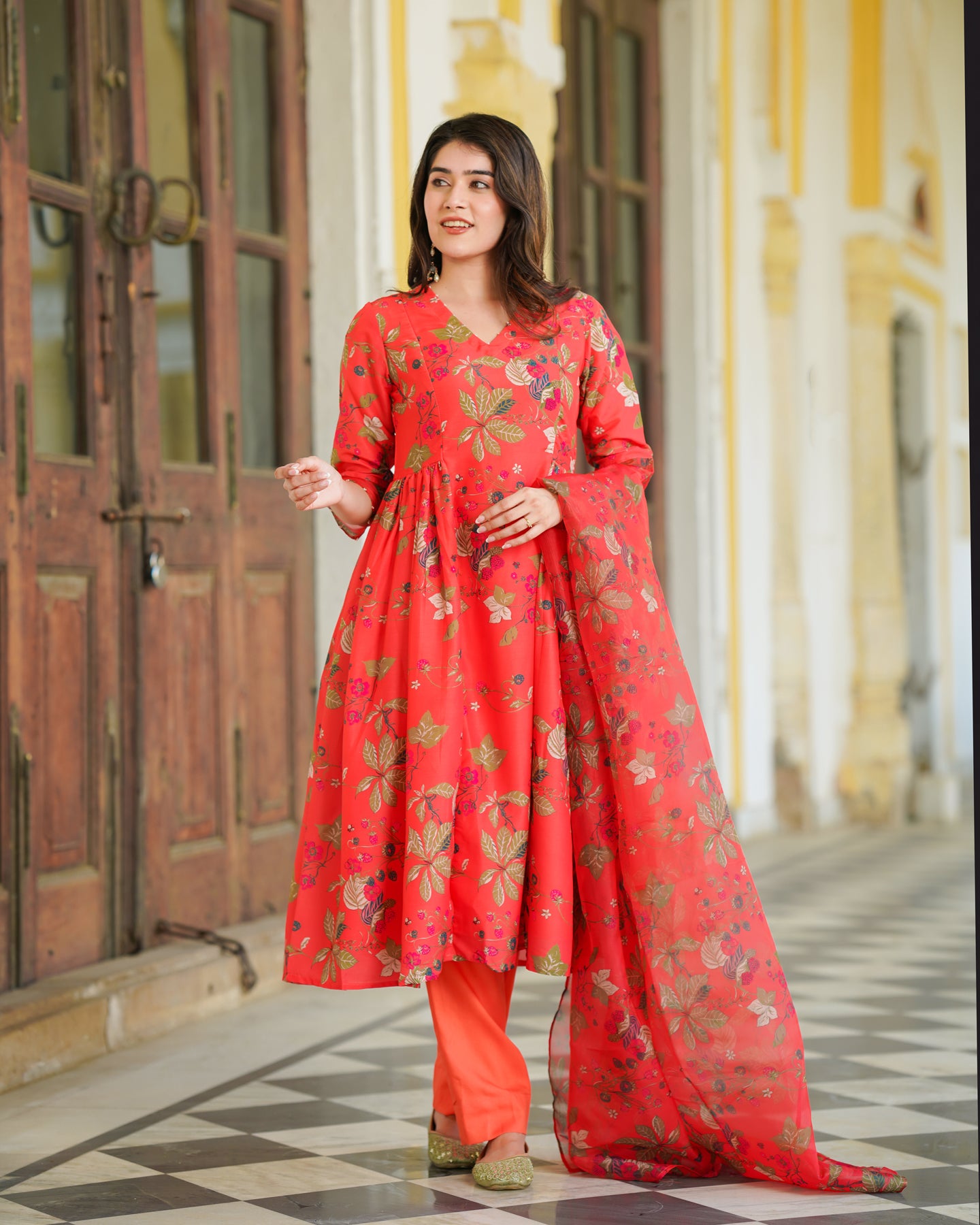 Scarlet Printed Anarkali Suit Set