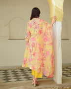 Yellow Flora Printed Suit Set