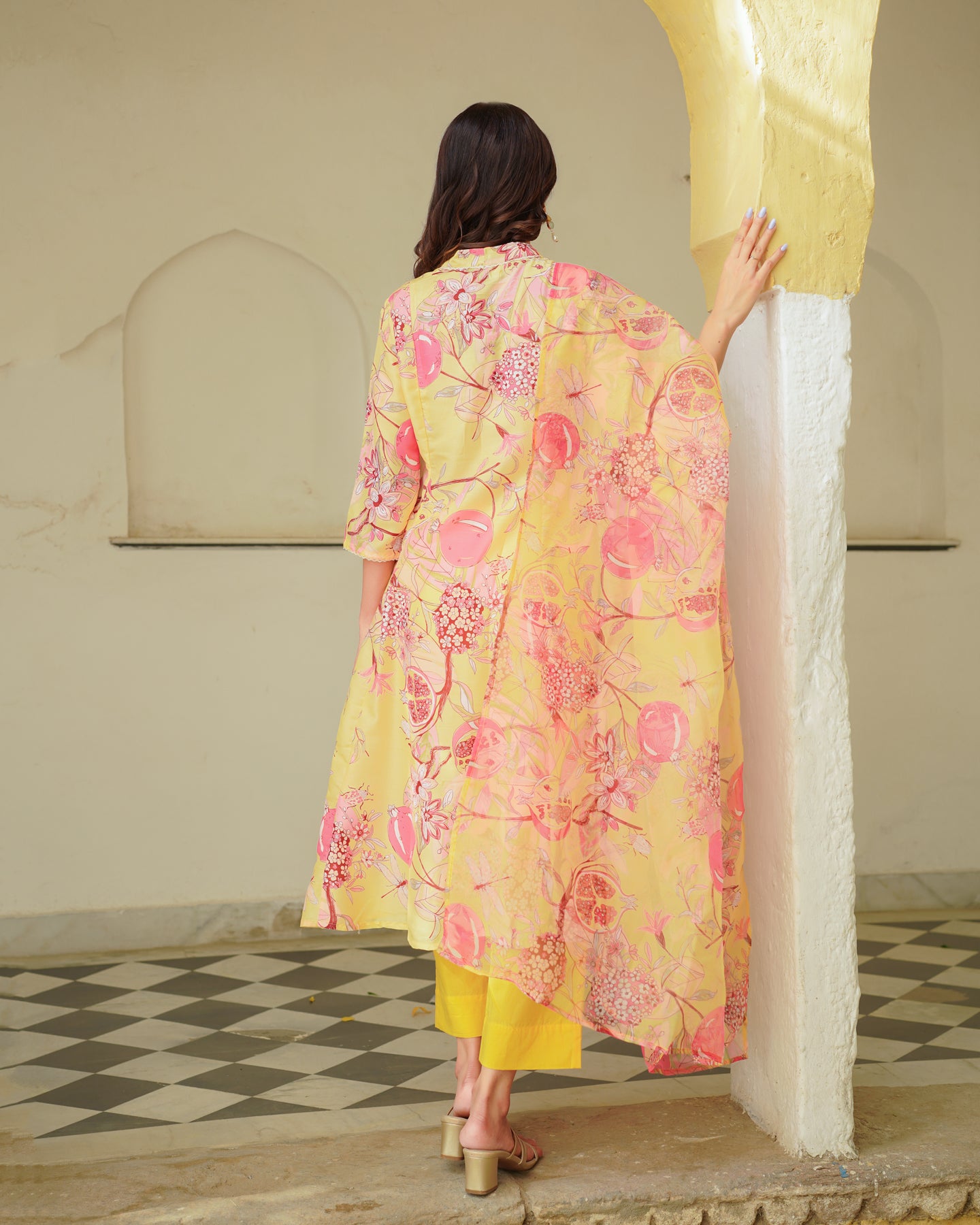 Yellow Flora Printed Suit Set