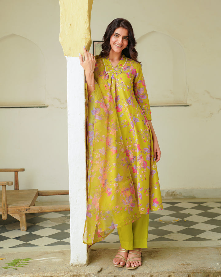 Yellow Blossom Printed Suit Set