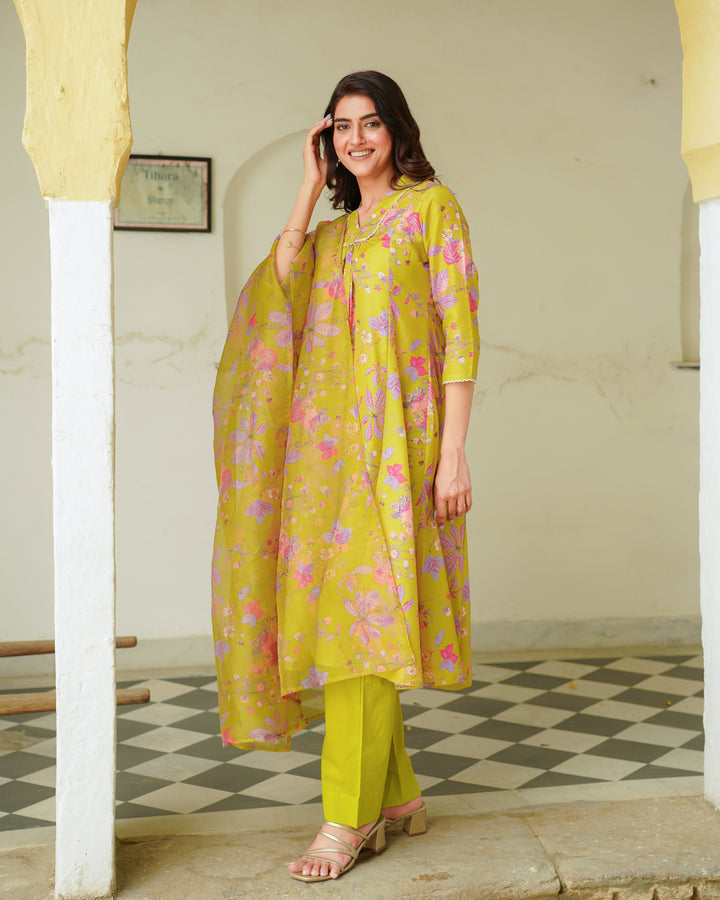 Yellow Blossom Printed Suit Set