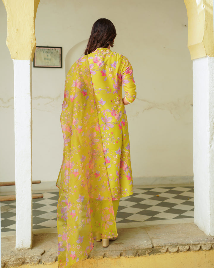 Yellow Blossom Printed Suit Set