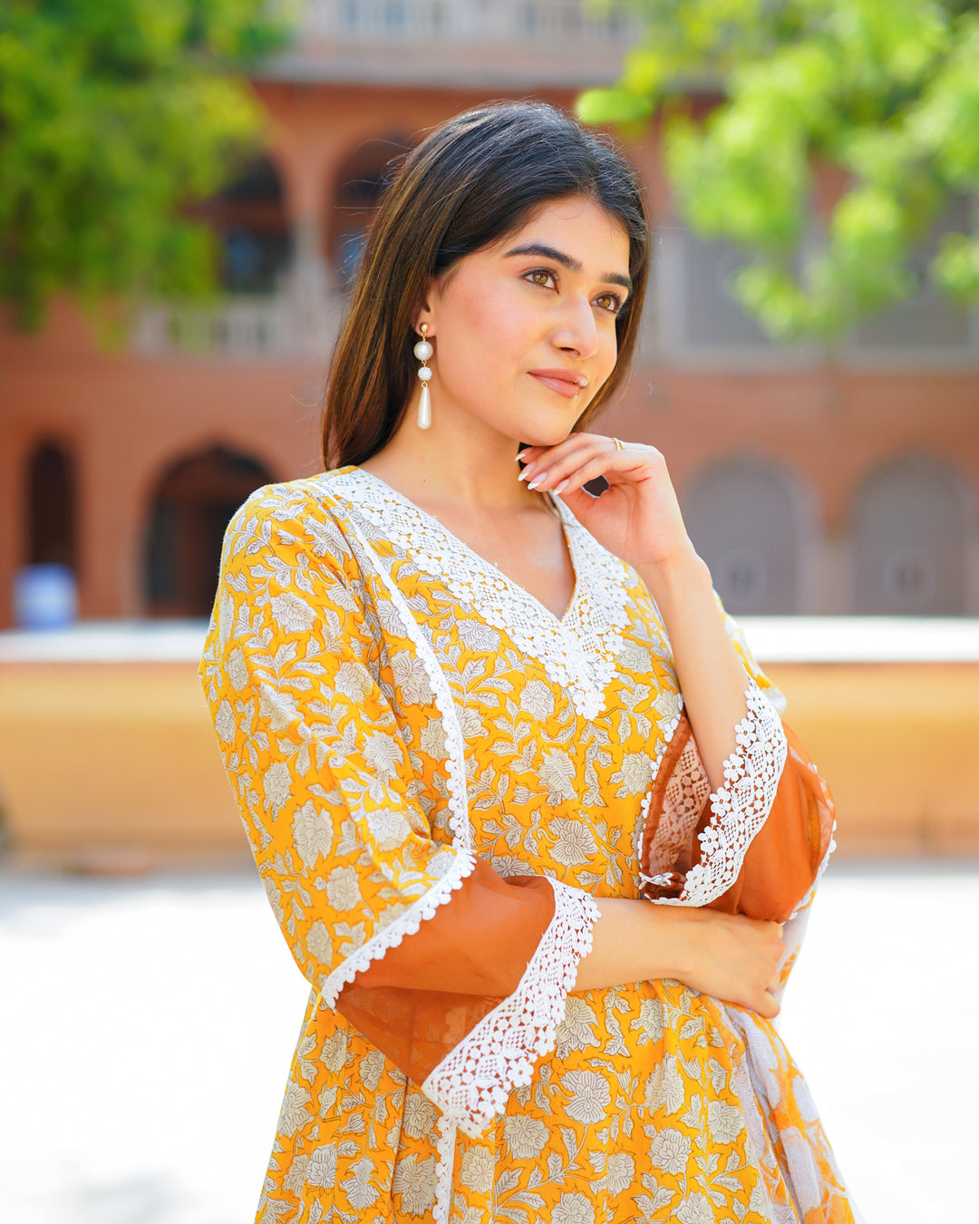 Mustard Handblock Printed Suit Set