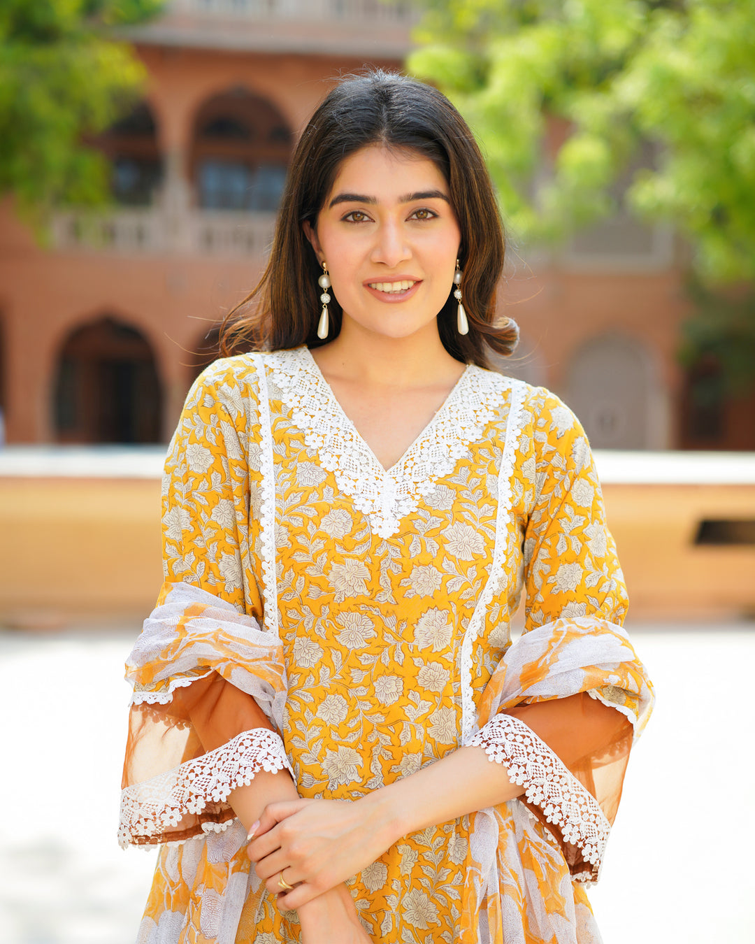 Mustard Handblock Printed Suit Set