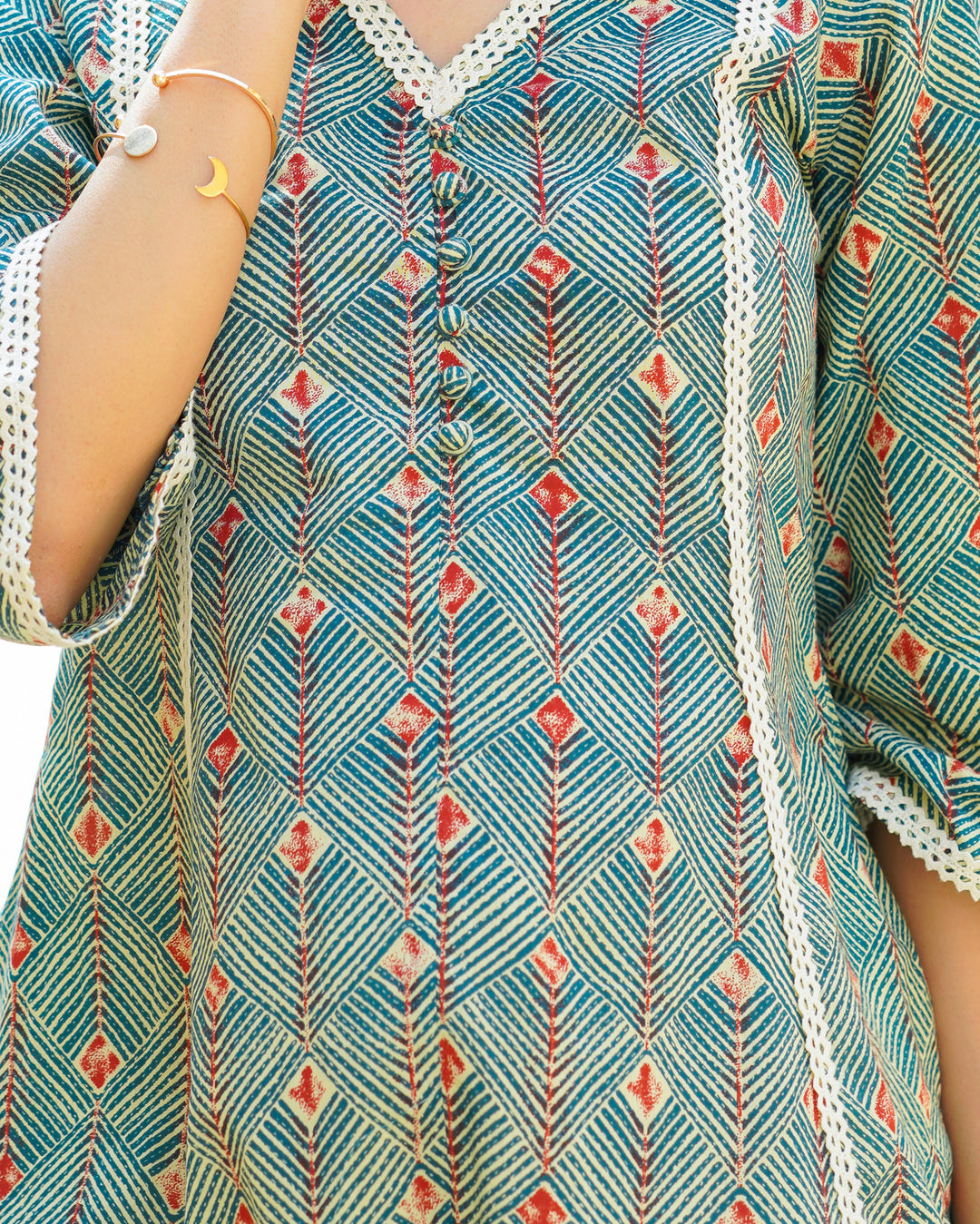 Sage Green Handblock Kurta Set