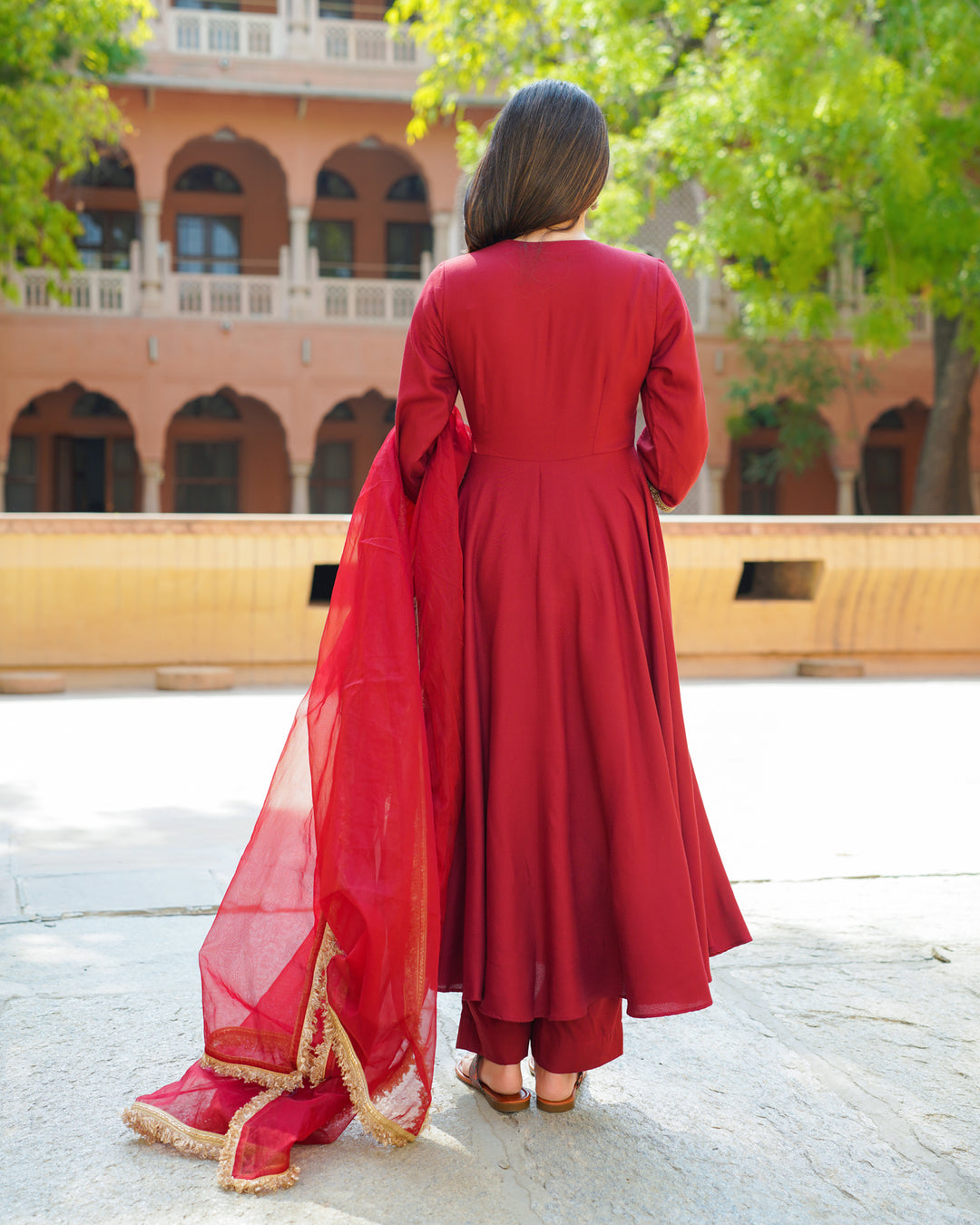 Regal Maroon Embroidered Suit Set