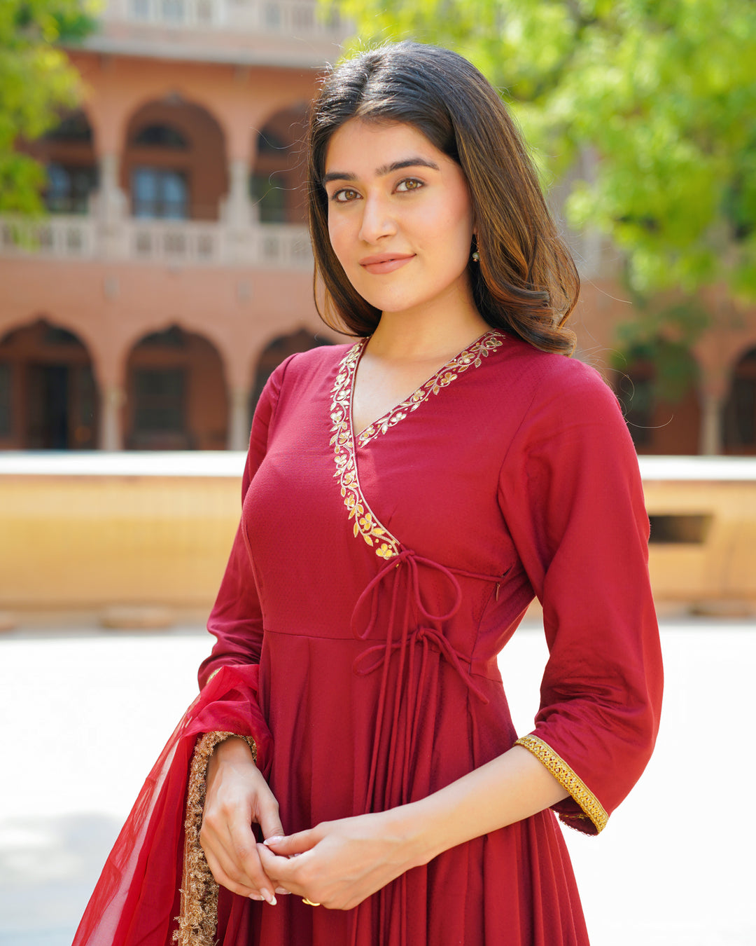 Regal Maroon Embroidered Suit Set