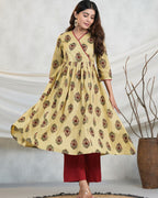 Beige Boota Kurta Set