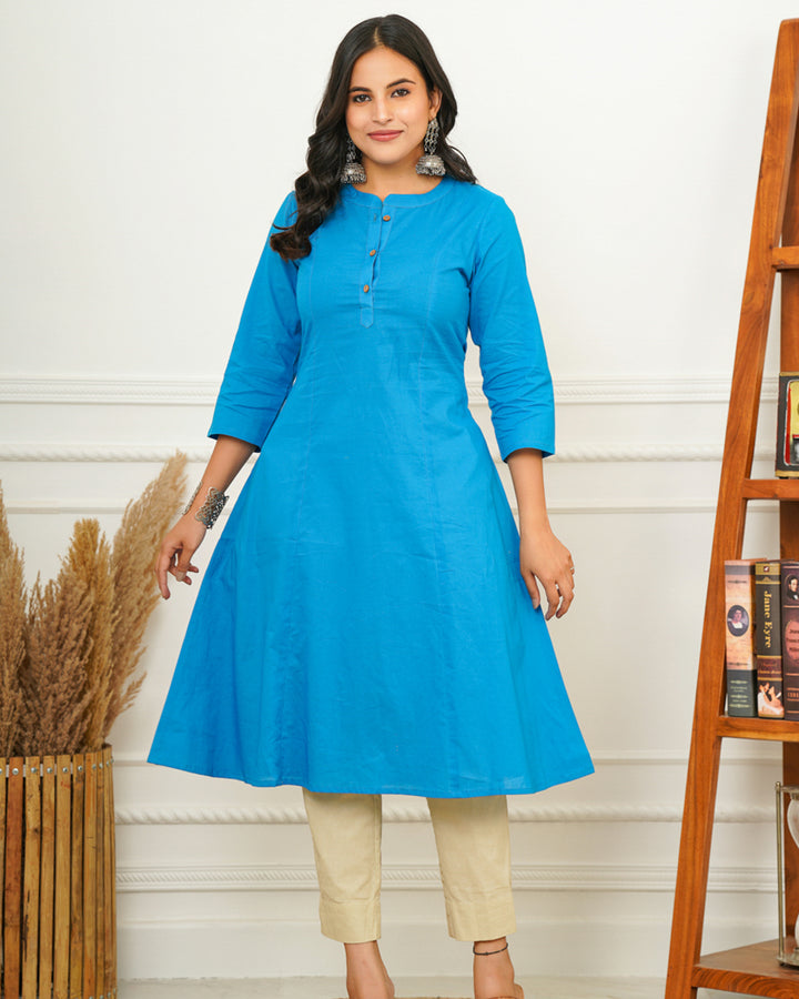 Cobalt Blue A Line Kurti