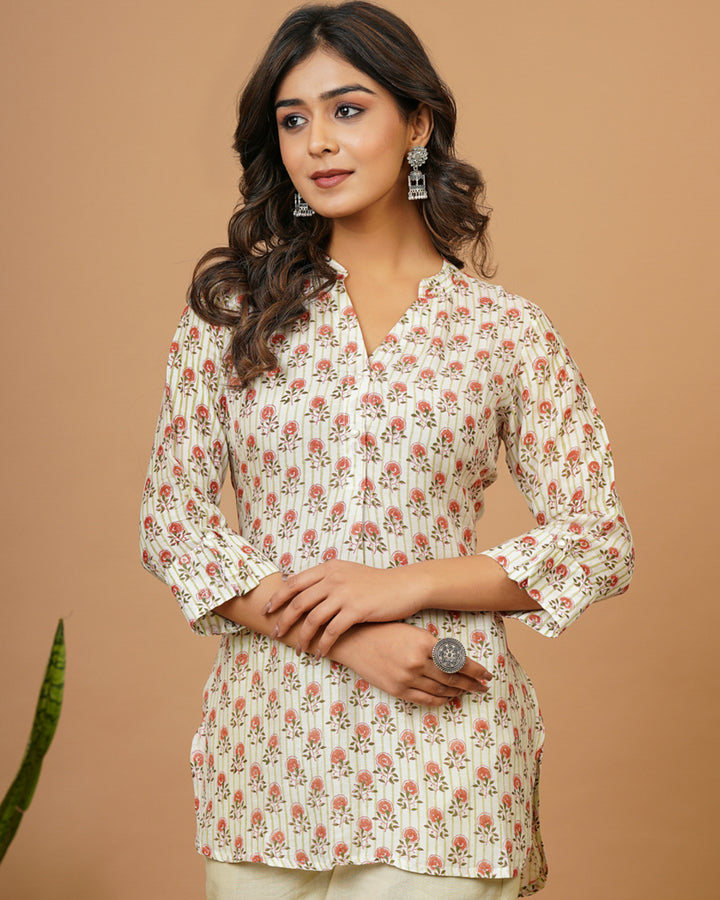 Floral Buta Short Kurti