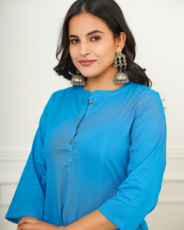 Cobalt Blue A Line Kurti