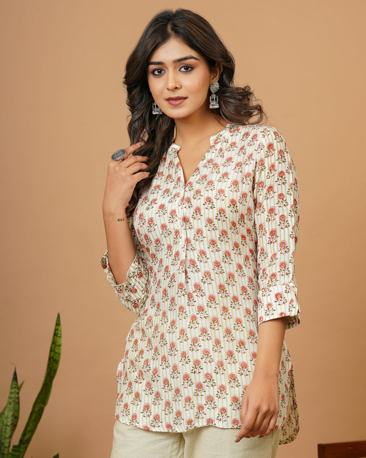 Floral Buta Short Kurti