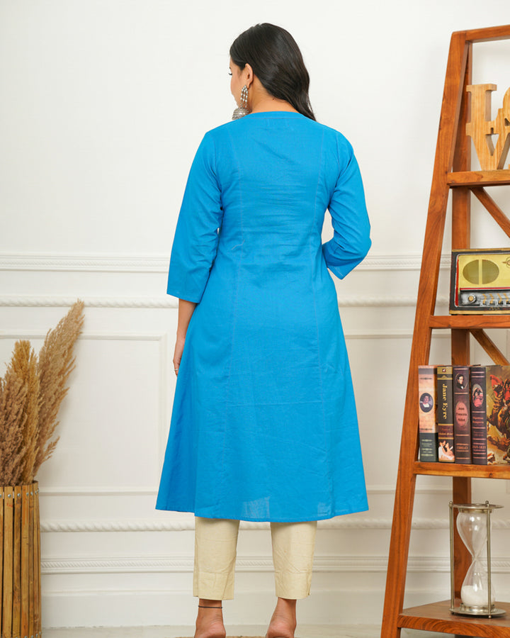 Cobalt Blue A Line Kurti