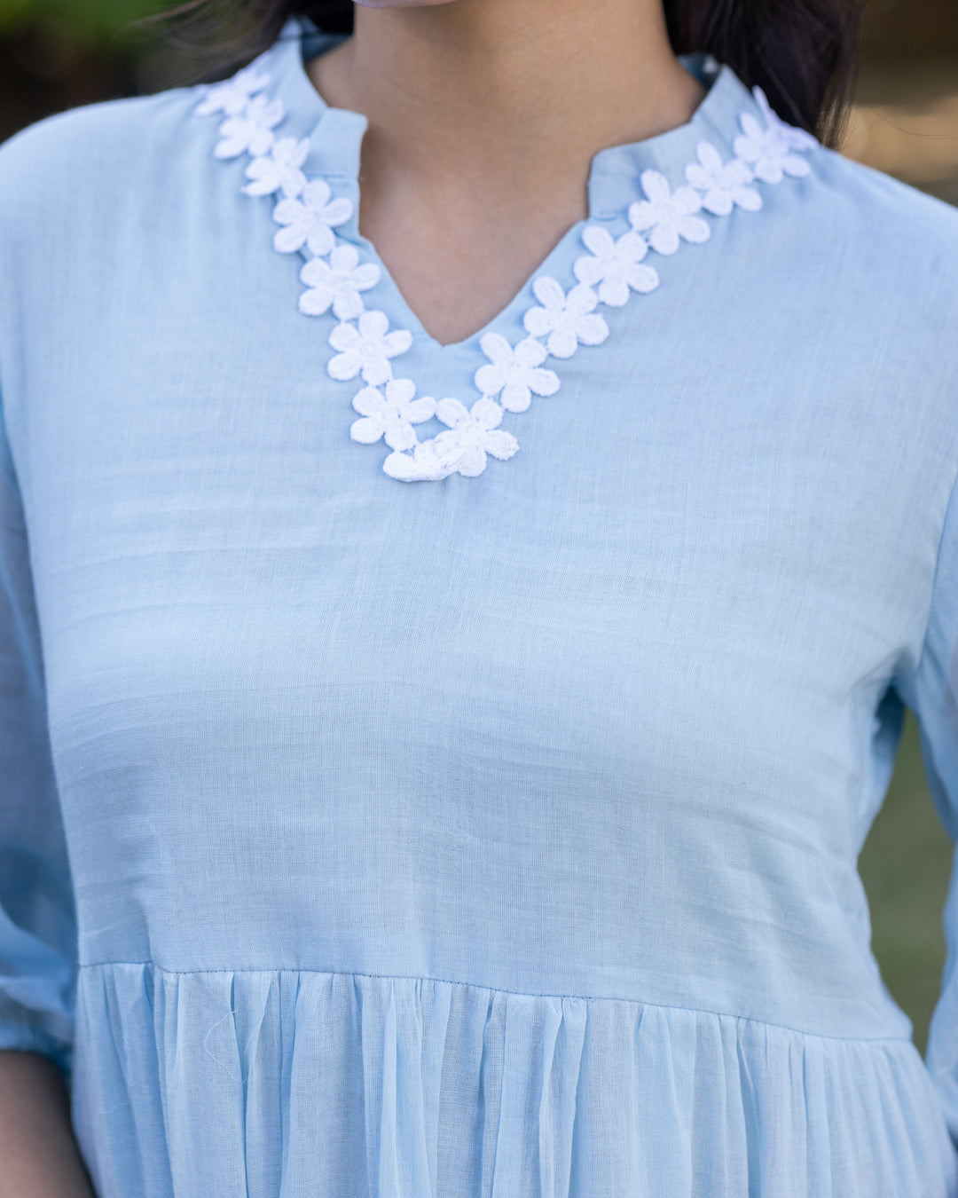 Pastel Blue Lace & Tiered Dress