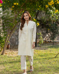 Solid Yellow Schiffli Kurta Set
