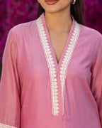 Dazzle Pink Lace Kurta Set