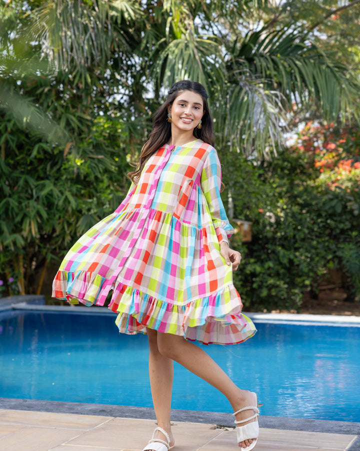 Multicolour Sorbet Checks Dress