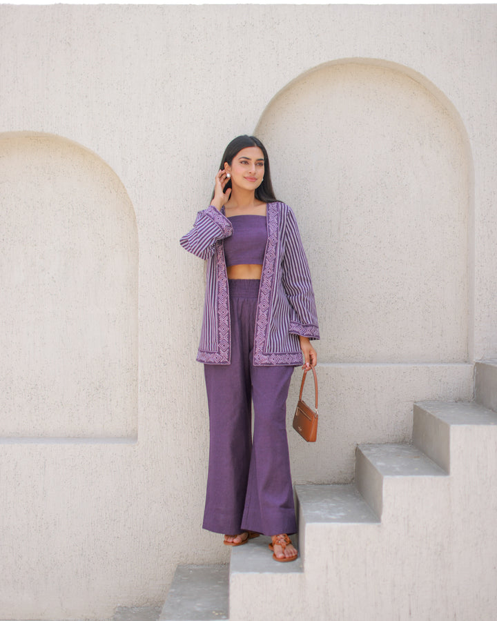 Purple Pinstripe Co-Ord Set