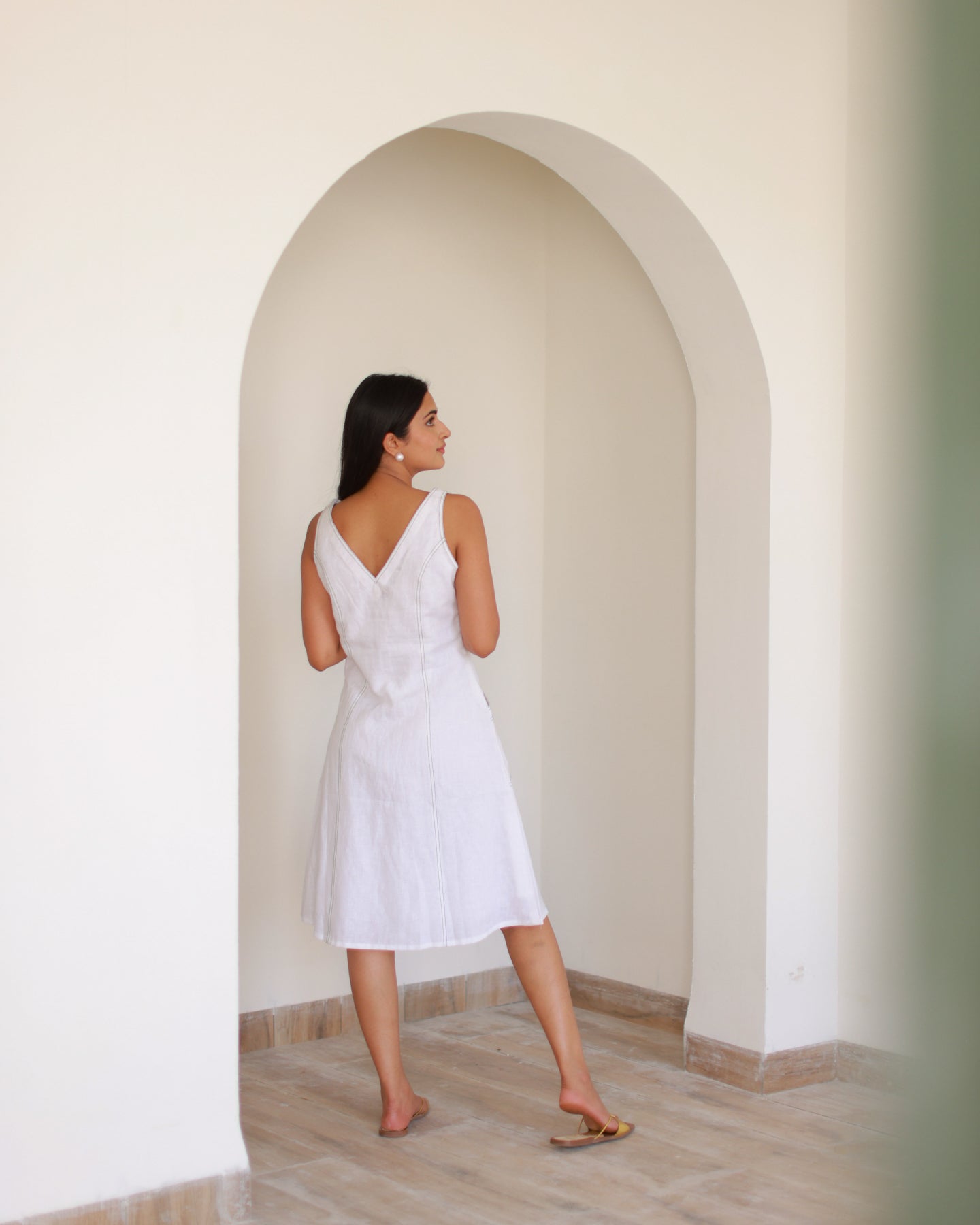 Buy White Pure Linen Dress Online in India – Ambraee