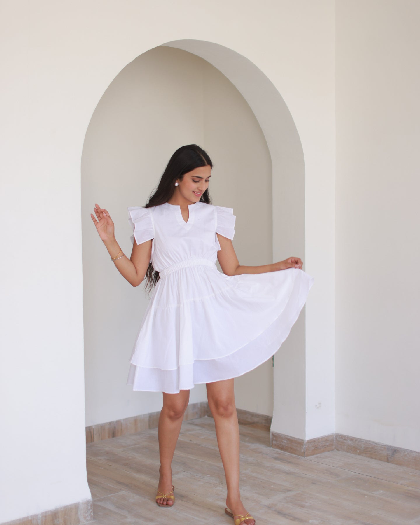 Buy Classic White Tiered Dress Online in India – Ambraee