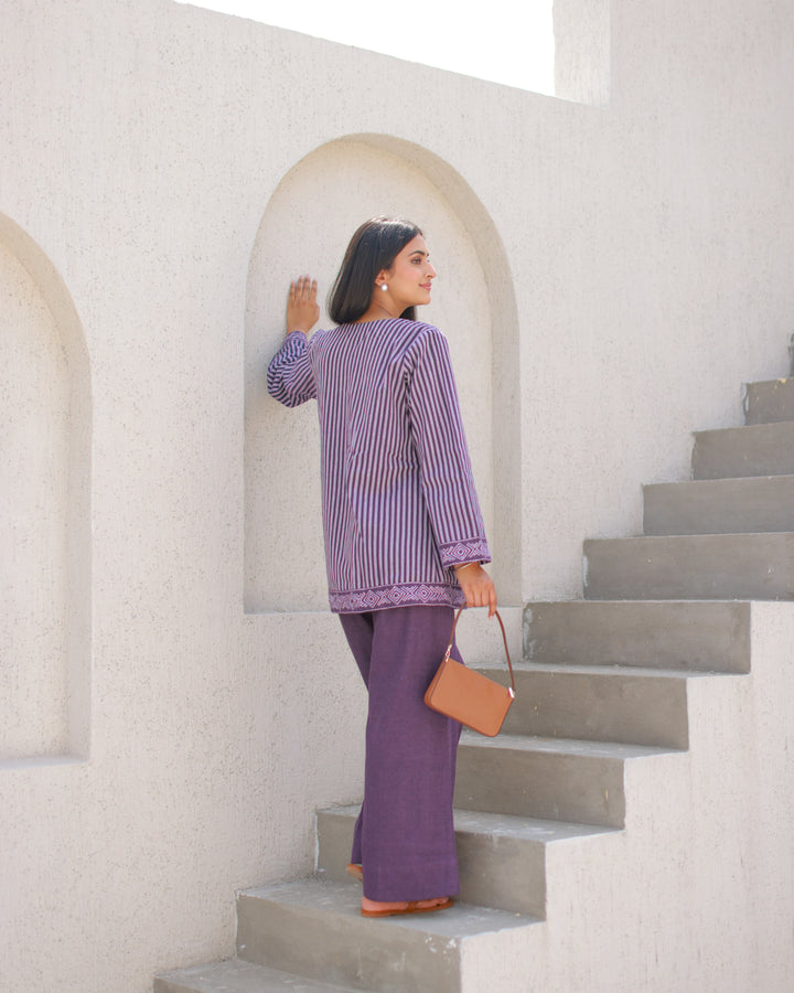 Purple Pinstripe Co-Ord Set