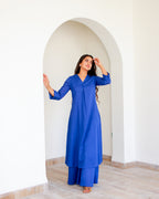 Classy Blue Mulmul Kurta Set