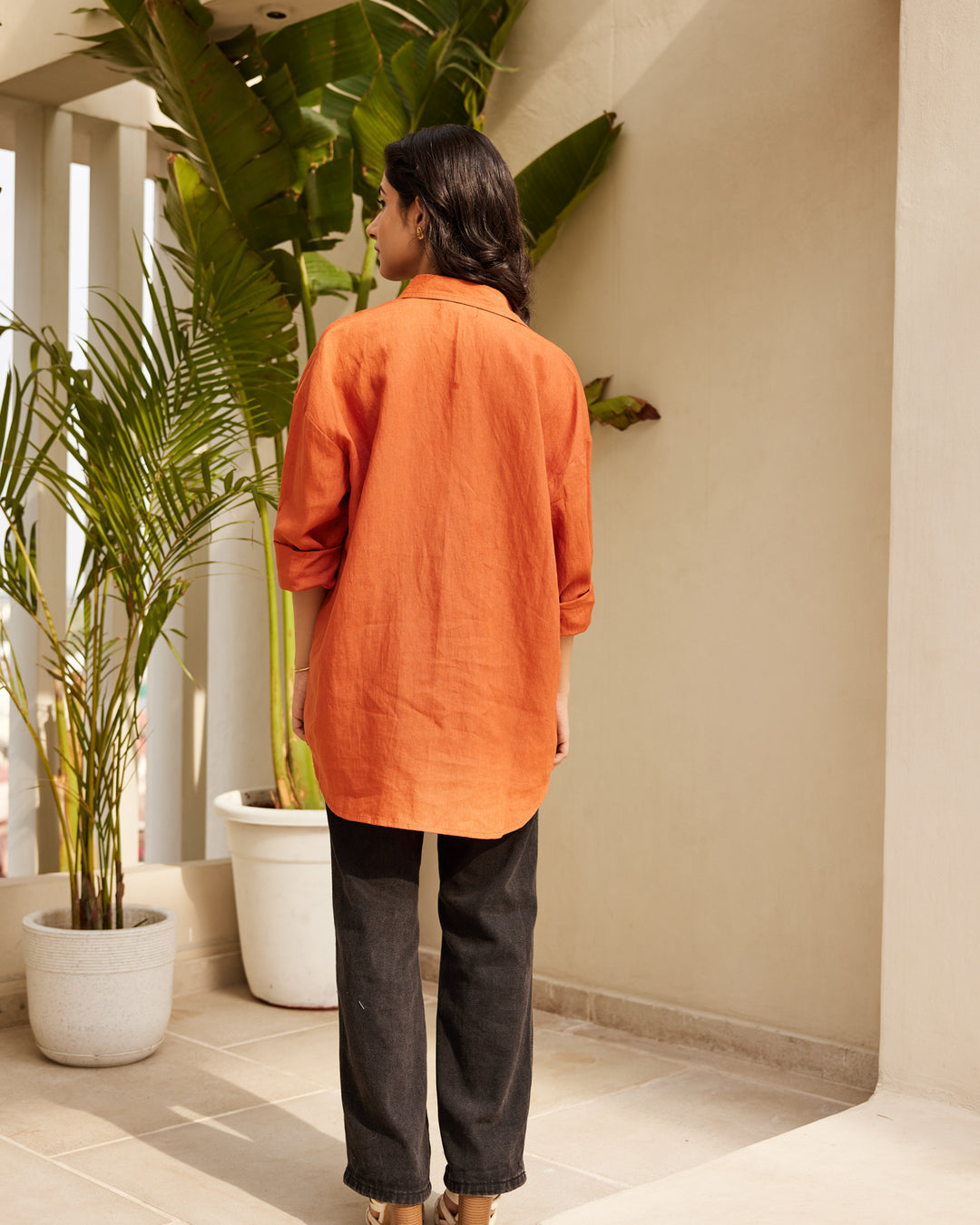 Orange Essential Linen Shirt