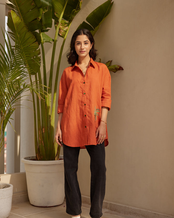 Orange Essential Linen Shirt