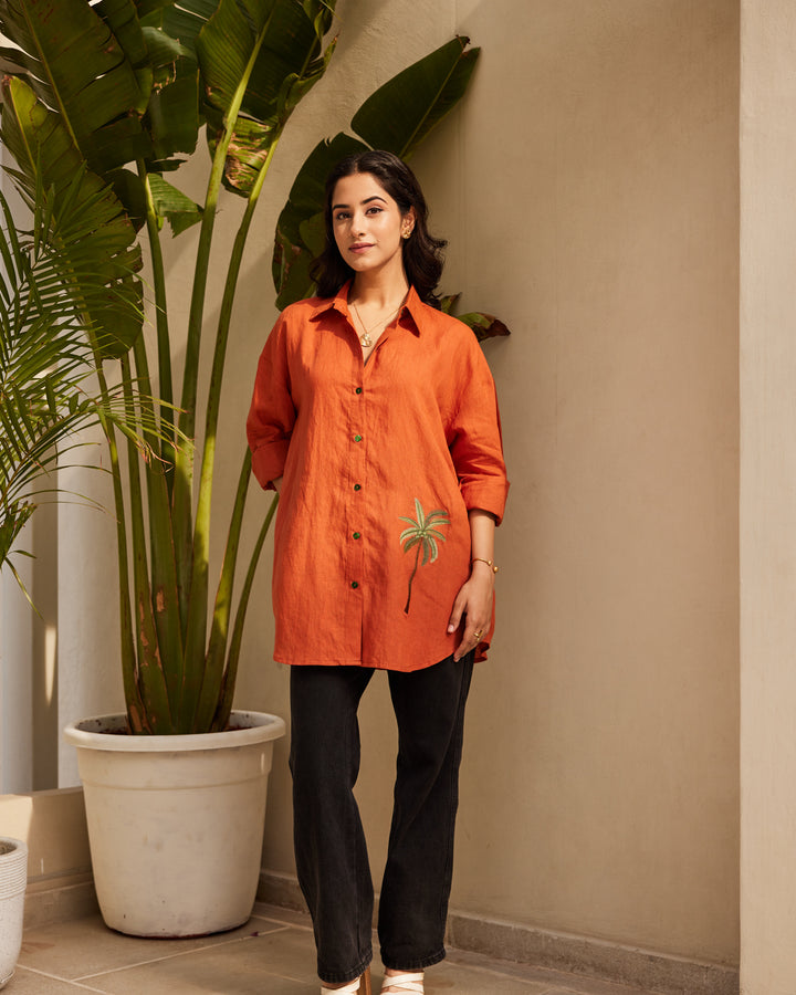 Orange Essential Linen Shirt