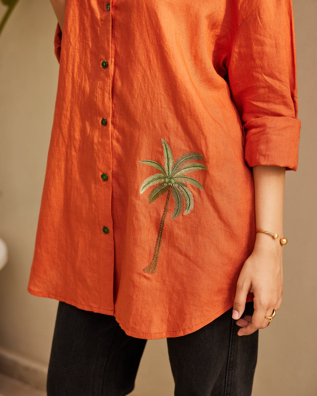 Orange Essential Linen Shirt