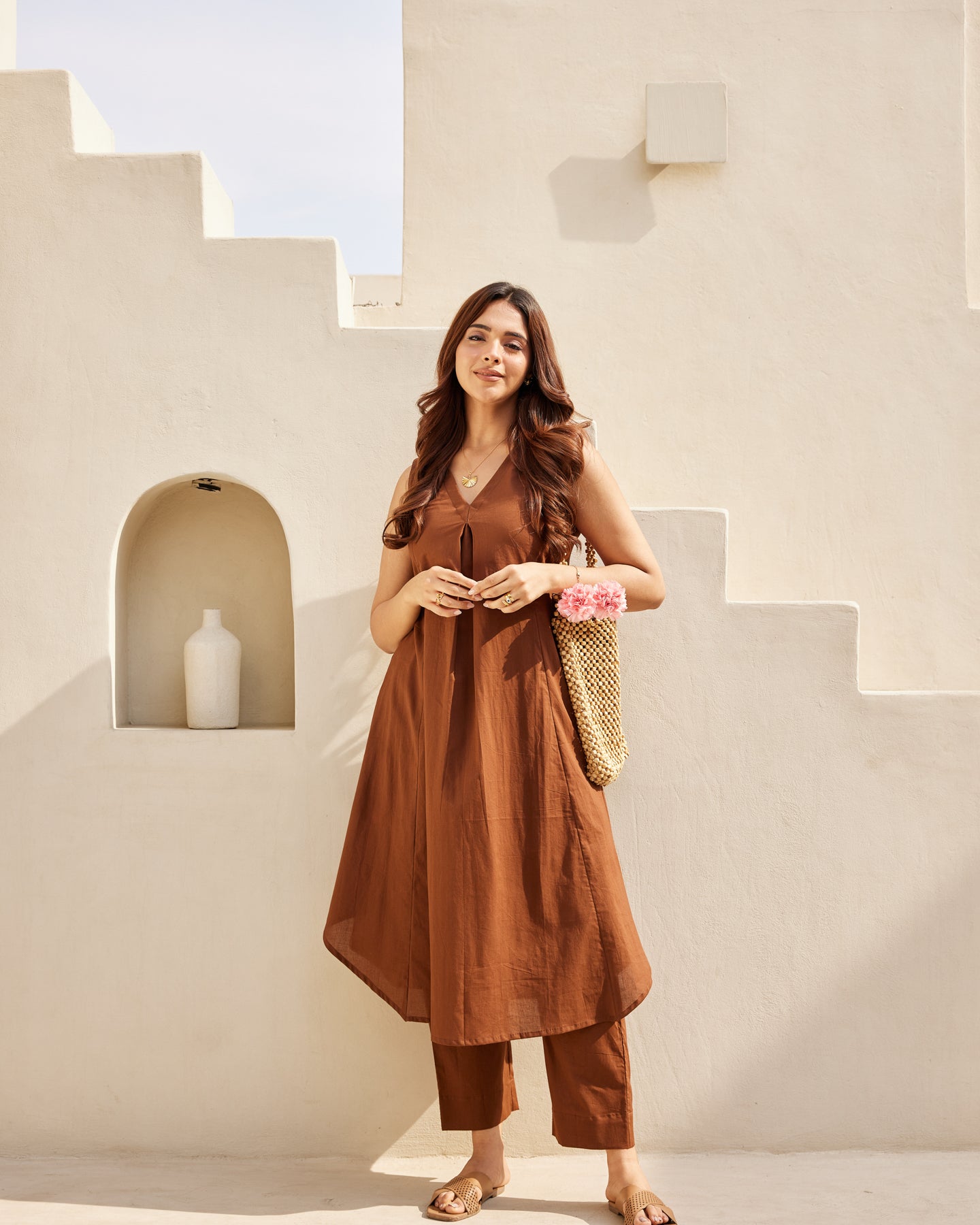 Brown Basic Kurta Set