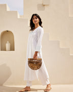 White Mulmul Kurta Set