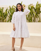 White Basic Tiered Dress