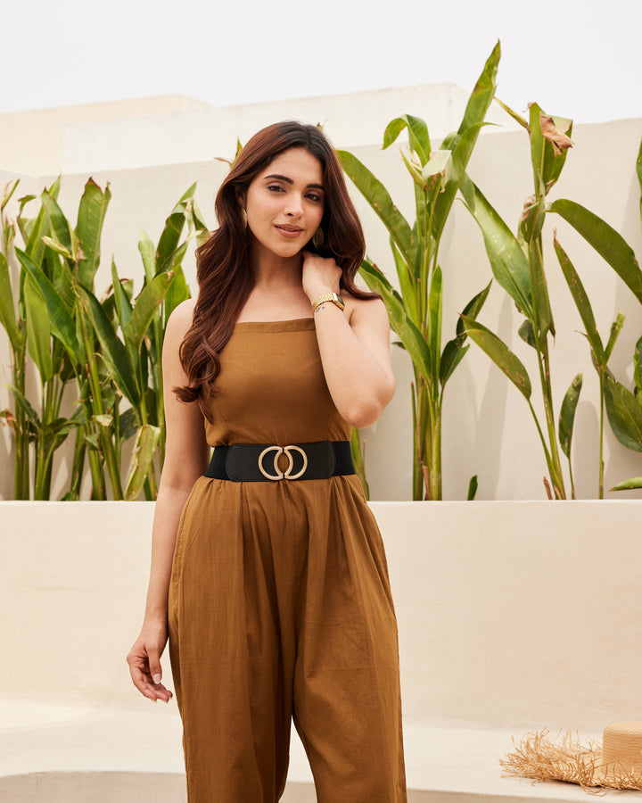 Essential Brown Cotton Jumpsuit